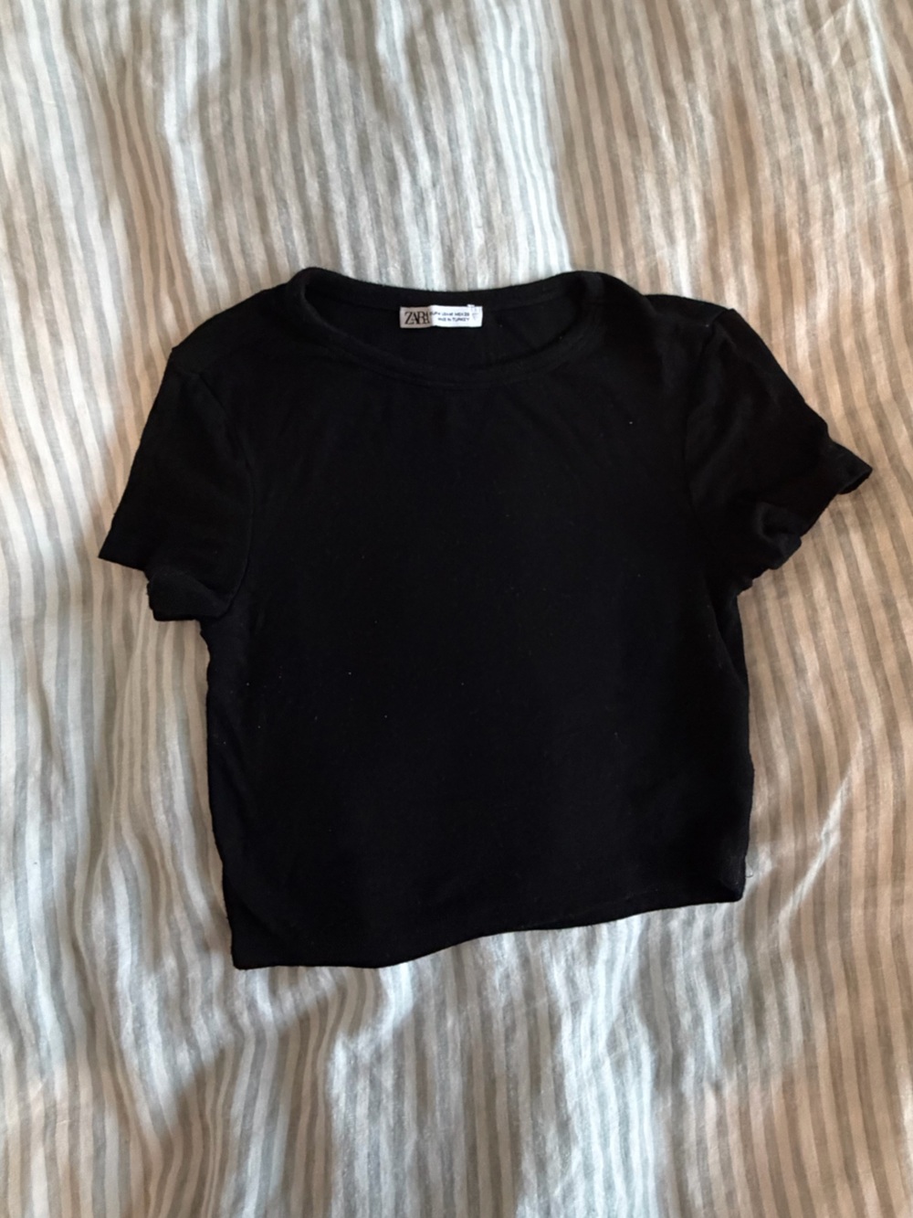 Zara Black Short Sleeve Cropped Top